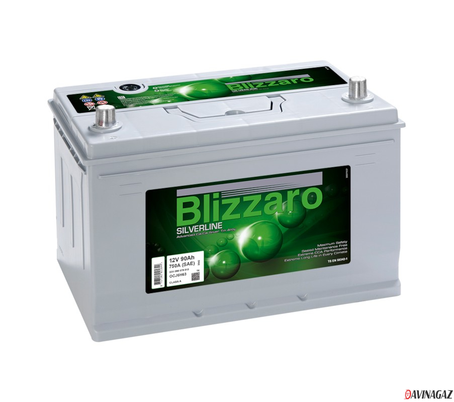Аккумулятор - BLIZZARO SILVERLINE 90Ah 750A L+ 306x175x224мм / D31 090 075 111