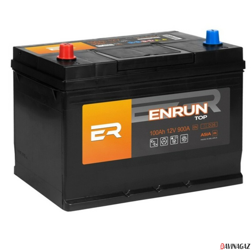 Аккумулятор - ENRUM TOP (JIS) 100Ah 900A (L+) 303x175x225мм / EPA1001