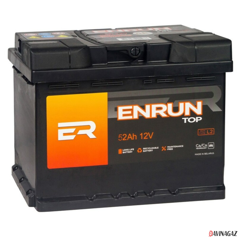 Аккумулятор - ENRUM TOP 52Ah 480A (R+) 207х175х175мм / ET520