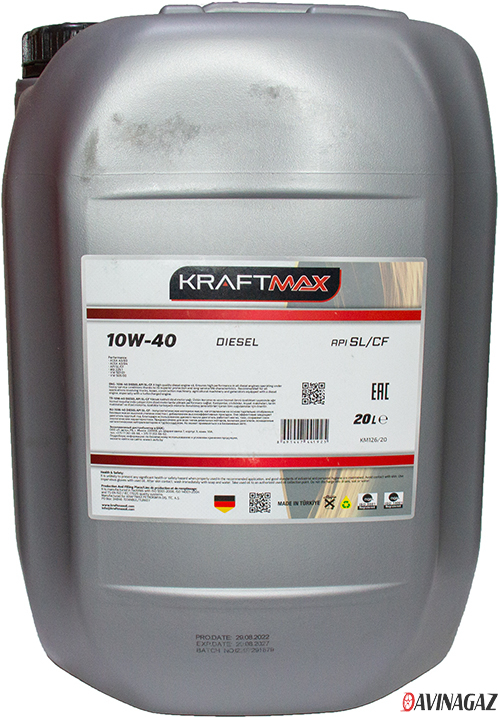 Масло моторное полусинтетическое - KRAFTMAX 10W40 DIESEL, 20 л