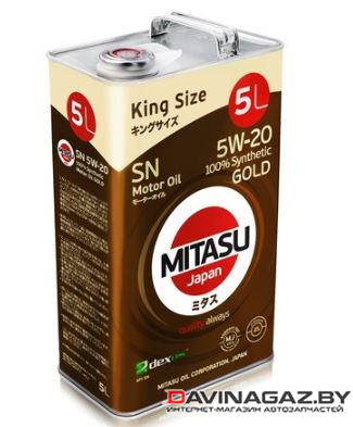 Моторное масло - MITASU GOLD SN 5W20, 5л / MJ-1005