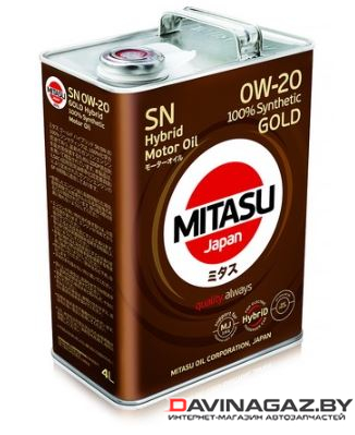 Моторное масло - MITASU GOLD HYBRID SN 0W20, 4л / MJ-102h4