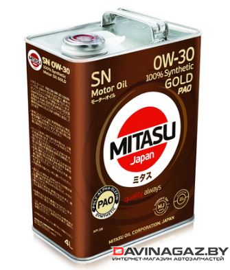 Моторное масло - MITASU GOLD PAO SN 0W30, 4л / MJ-1034