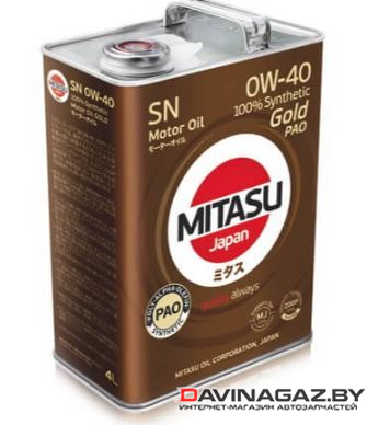 Моторное масло - MITASU GOLD PAO SN 0W40, 4л / MJ-1044