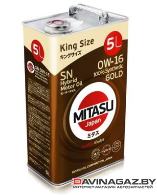 Моторное масло - MITASU GOLD HYBRID SN 0W16, 5л / MJ-1065