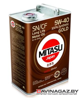 Моторное масло -MITASU GOLD LL SN/CF 5W40, 4л / MJ-1074