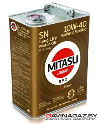 Моторное масло - MITASU MOTOR OIL LL SN 10W40 Synthetic Blended, 4л / MJ-122A4