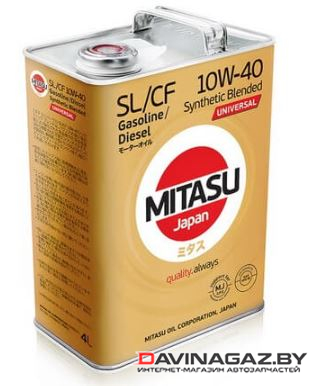 Моторное масло - MITASU UNIVERSAL SL/CF 10W40 Synthetic Blended, 4л / MJ-1254