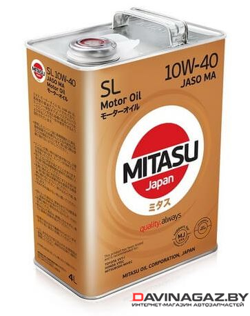 Моторное масло - MITASU MOTOR OIL SL 10W40, 4л / MJ-1314