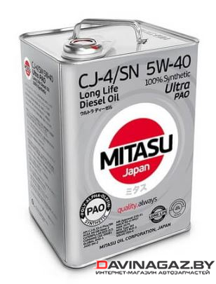 Моторное масло - MITASU ULTRA PAO LL DIESEL CJ-4/SN 5W40, 6л / MJ-2116