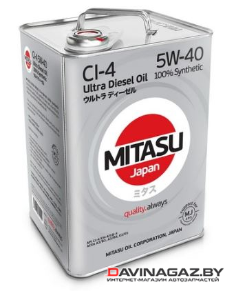 Моторное масло - MITASU ULTRA DIESEL CI-4 5W40, 6л / MJ-2126