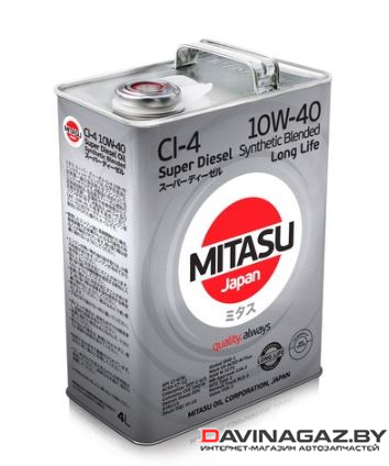 Моторное масло - MITASU SUPER LL DIESEL CI-4 10W40 Synthetic Blended, 4л / MJ-2224