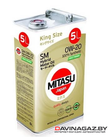Моторное масло - MITASU HYBRID MOLY-TRiMER SM 0W20, 5л / MJ-M025