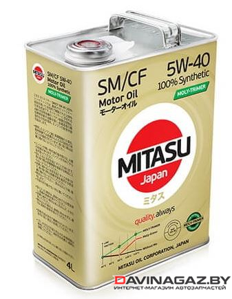 Моторное масло - MITASU MOLY-TRiMER SM/CF 5W40, 4л / MJ-M124
