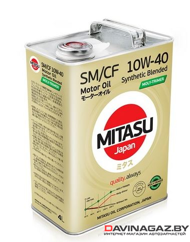 Моторное масло - MITASU MOLY-TRiMER SM/CF 10W40, 4л / MJ-M224