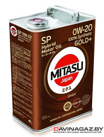 Моторное масло - MITASU GOLD Plus HYBRID SP 0W20 ILSAC GF-6A, 4л / MJ-P02h4