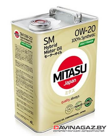 Моторное масло - MITASU HYBRID MOLY-TRiMER SM 0W20, 4л / MJ-M024