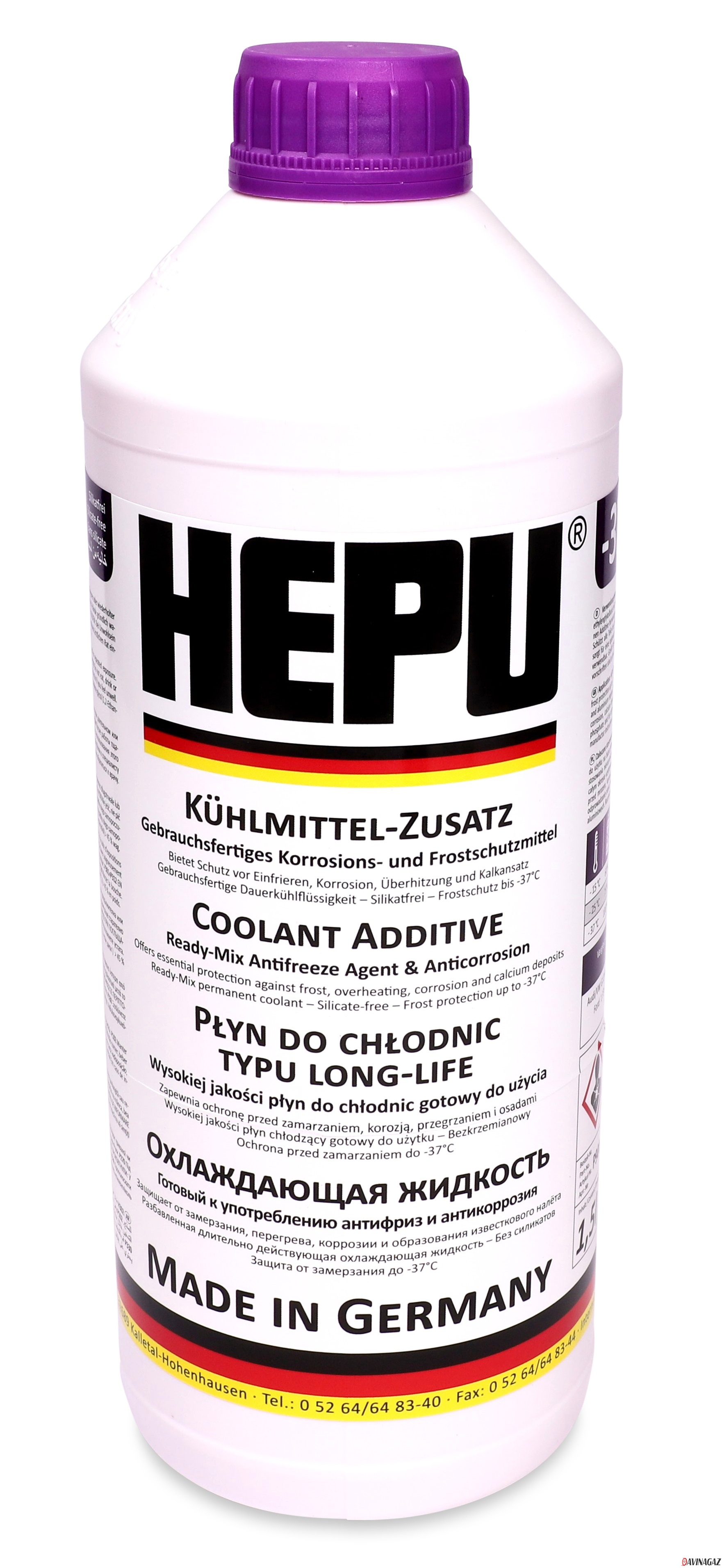 Антифриз готовый - HEPU G12+ фиолетовый , 1.5л / P900-RM12-PLUS