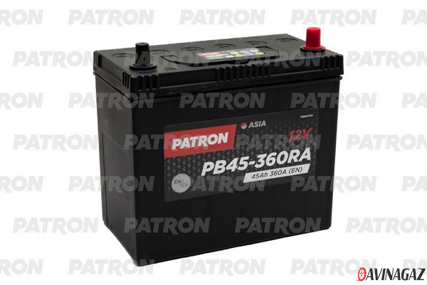 Аккумулятор - PATRON ASIA 12V 45AH 360A (R+) B0 тонкие клеммы JIS T1 237x127x227mm / PB45-360RA